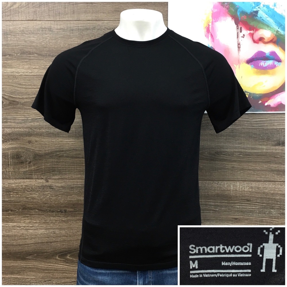 Smartwool Mens Merino Wool Short Sleeve Crew Neck T-Shirt Black Size Medium
